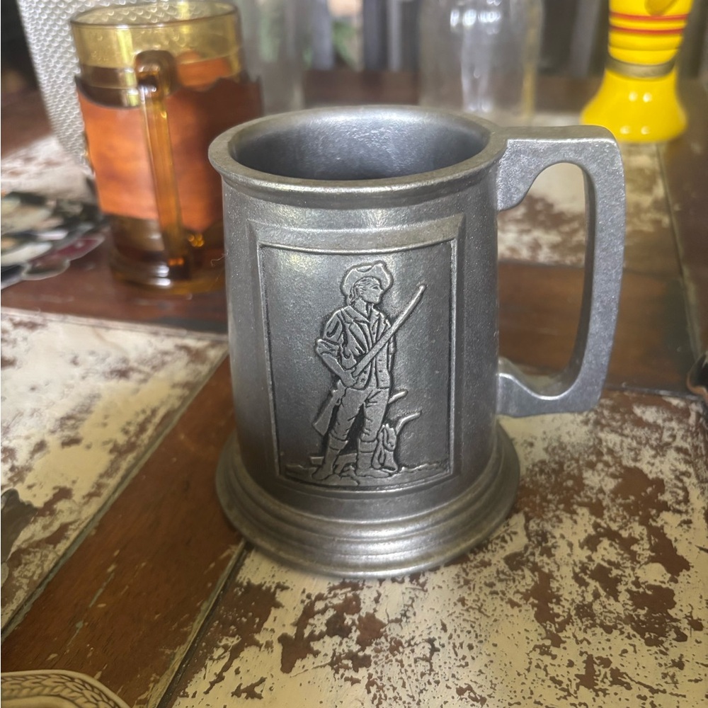 Vintage Pewter Tankard with Soldier Design